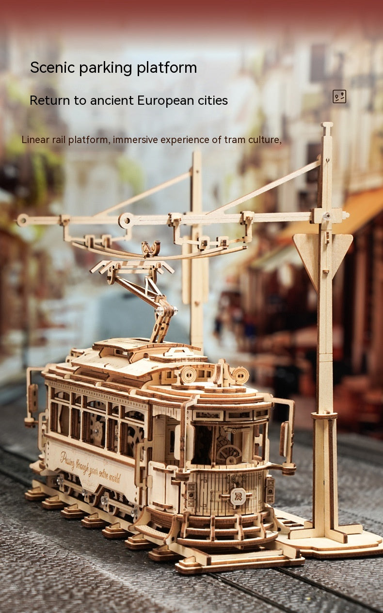 Jouet d'assemblage de tramway fait main à faire soi-même pour enfants