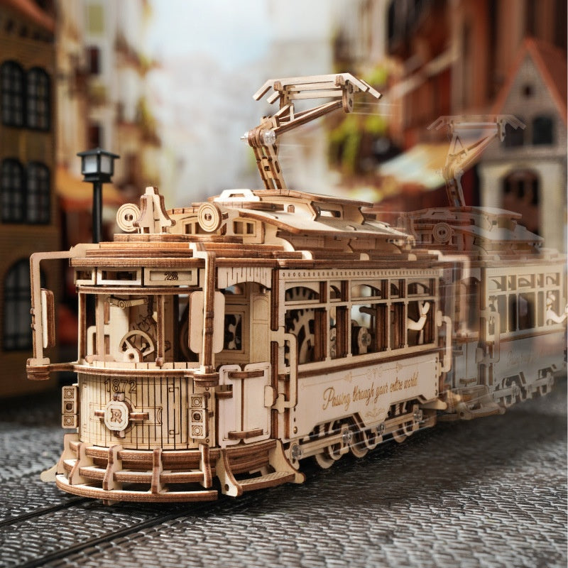 Jouet d'assemblage de tramway fait main à faire soi-même pour enfants