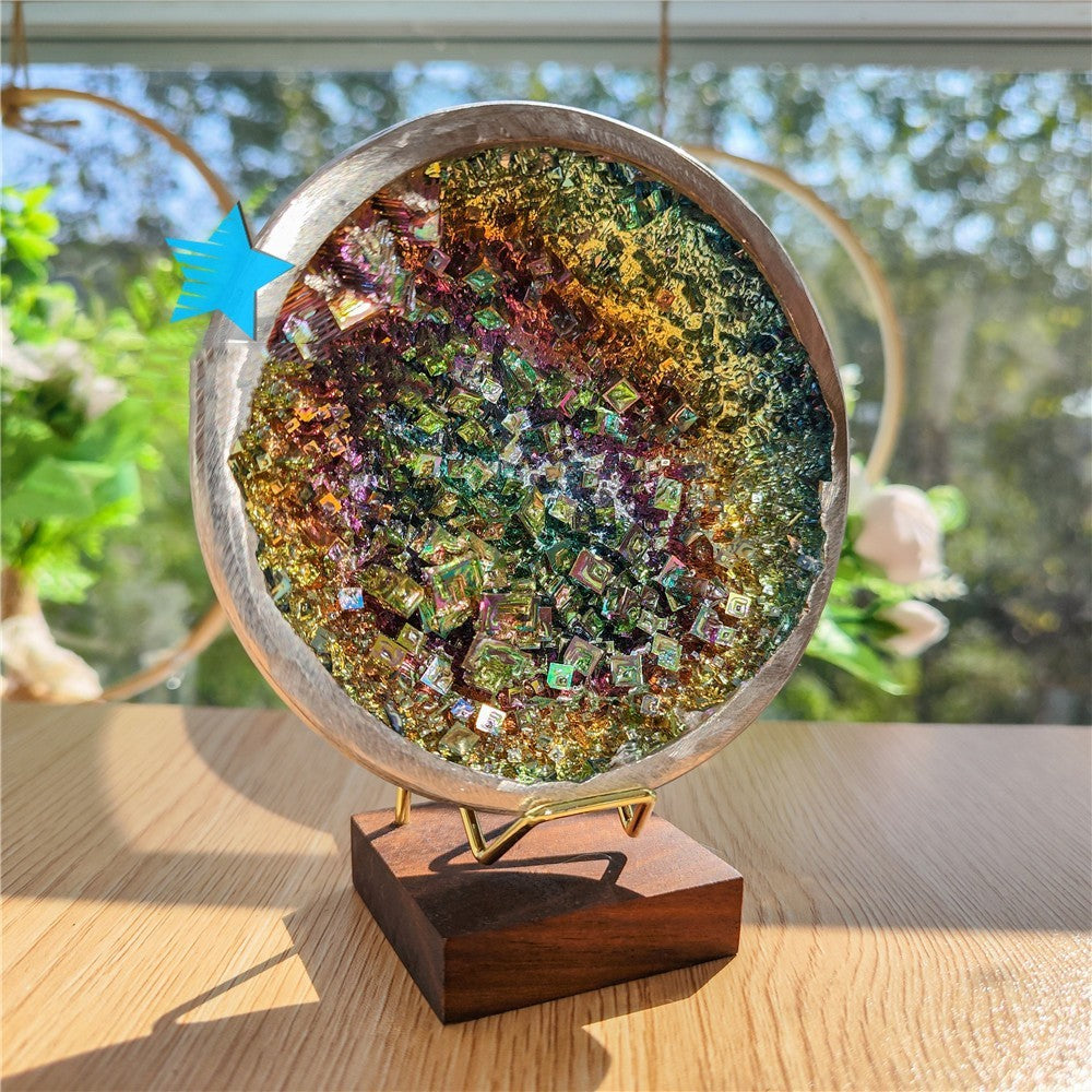 Natural Mineral Belt Edge Bismuth Ore Stone Bowl Crystal Belt Base