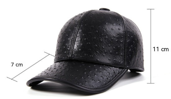Casquette de baseball en cuir de vachette motif autruche chaude pour hommes