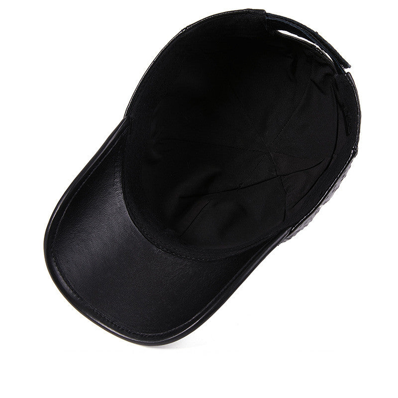 Casquette de baseball en cuir de vachette motif autruche chaude pour hommes