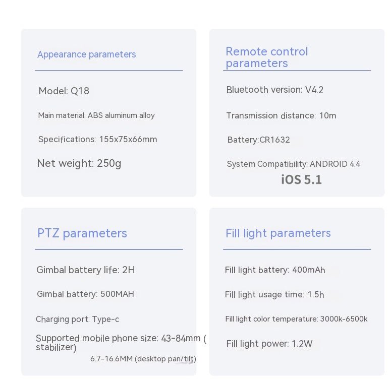 Support de téléphone pour diffusion en direct, stabilisateur de tête intelligent rétractable anti-secousse pour appareil photo, perche à selfie portable
