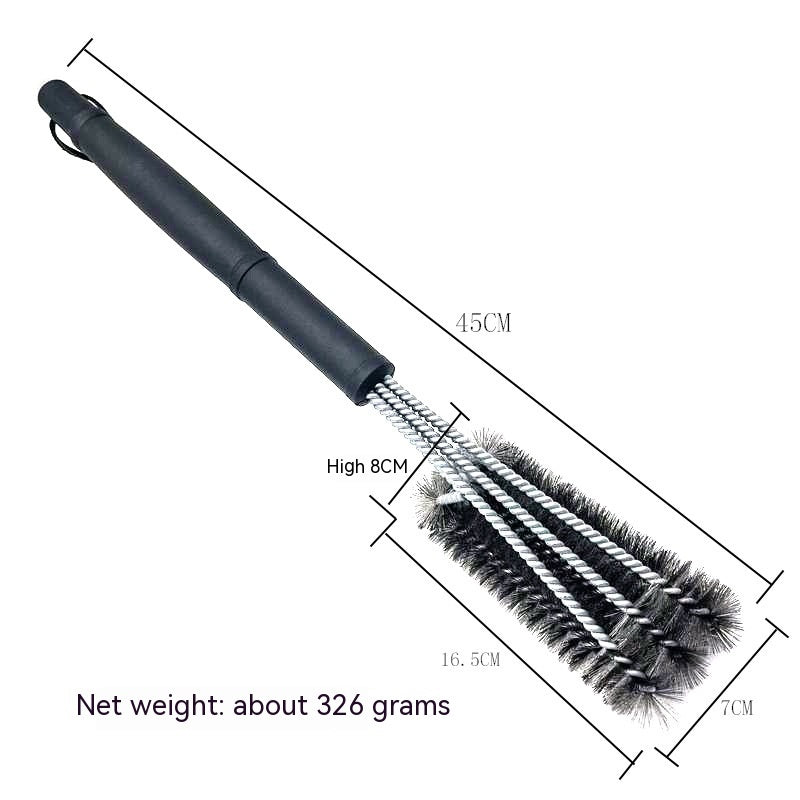 Brosse de nettoyage pour barbecue en acier inoxydable à trois têtes Brosse métallique pour barbecue Outils de barbecue
