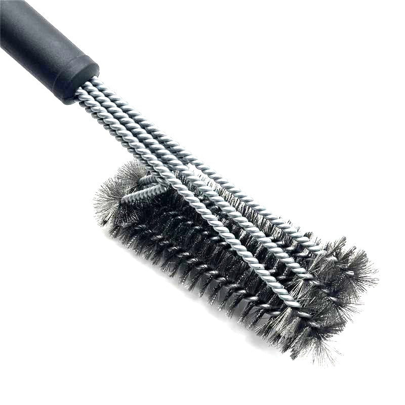 Brosse de nettoyage pour barbecue en acier inoxydable à trois têtes Brosse métallique pour barbecue Outils de barbecue