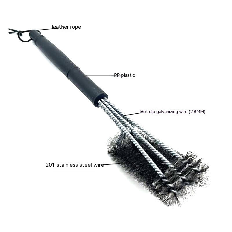 Brosse de nettoyage pour barbecue en acier inoxydable à trois têtes Brosse métallique pour barbecue Outils de barbecue