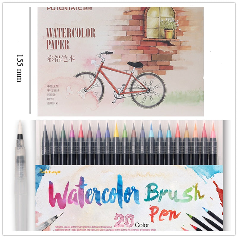 20 color watercolor soft brush set