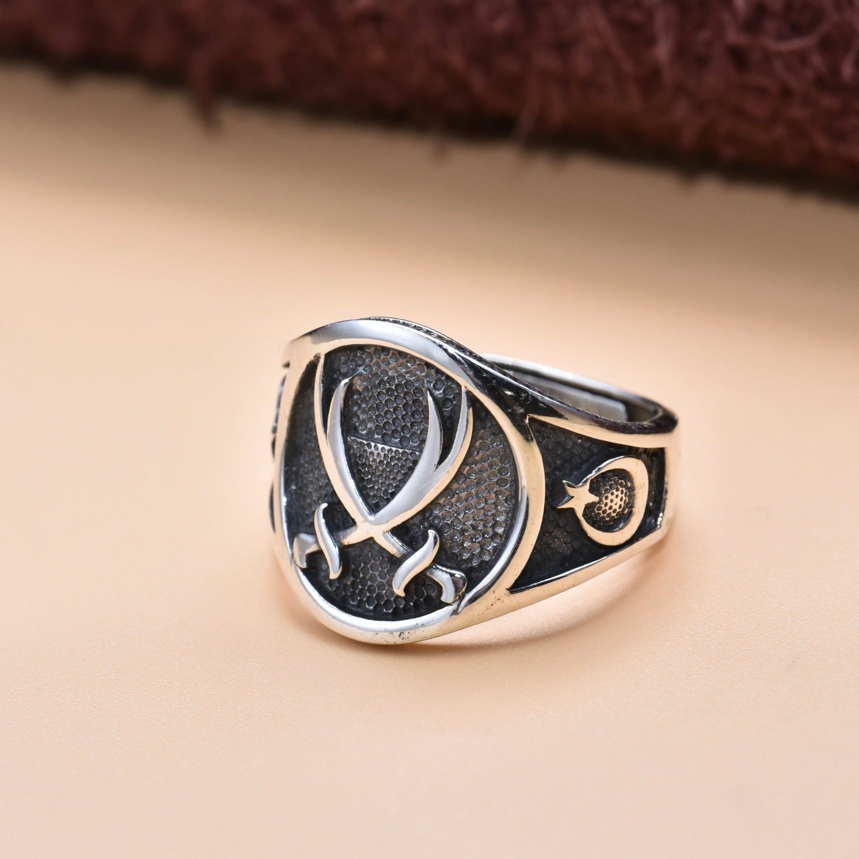 Bague vieillie pour homme en argent sterling 925