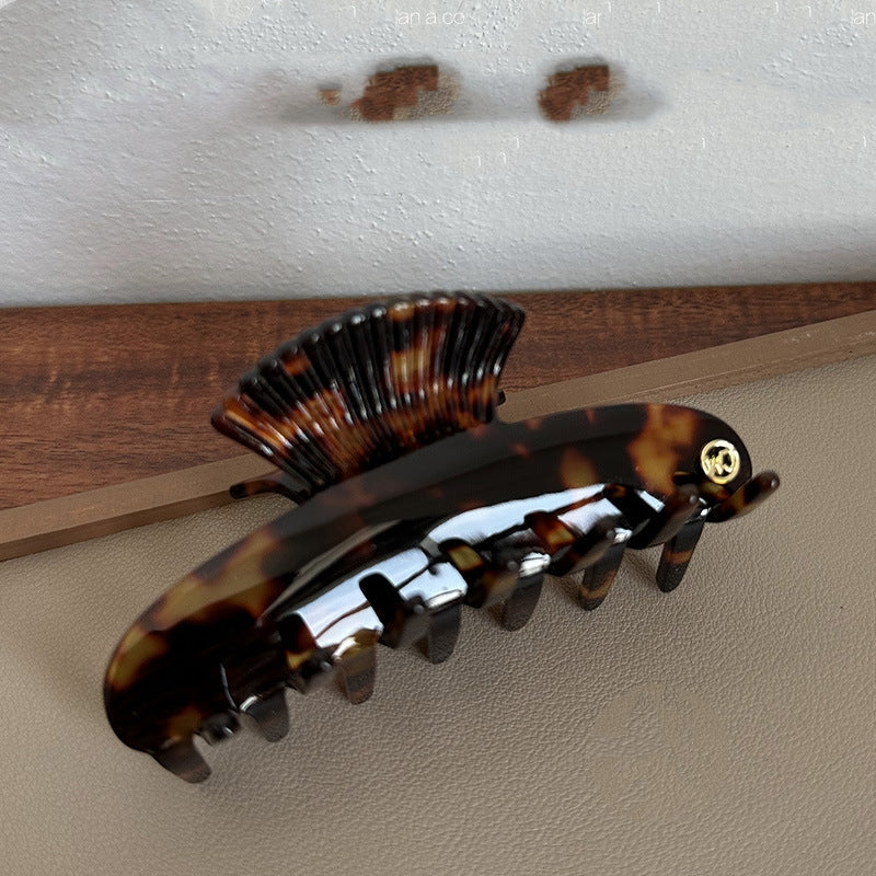 Vintage Leopard Print Solid Color Shark Clip