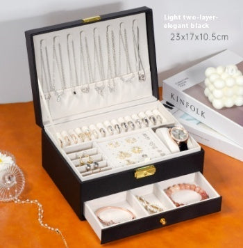 Boîte de rangement de bijoux Boîte à bijoux de luxe exquise pour colliers boucles d'oreilles or