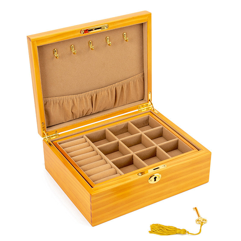 With Lock Jewelry Necklace Wooden Drawer Light Luxury Storage Box