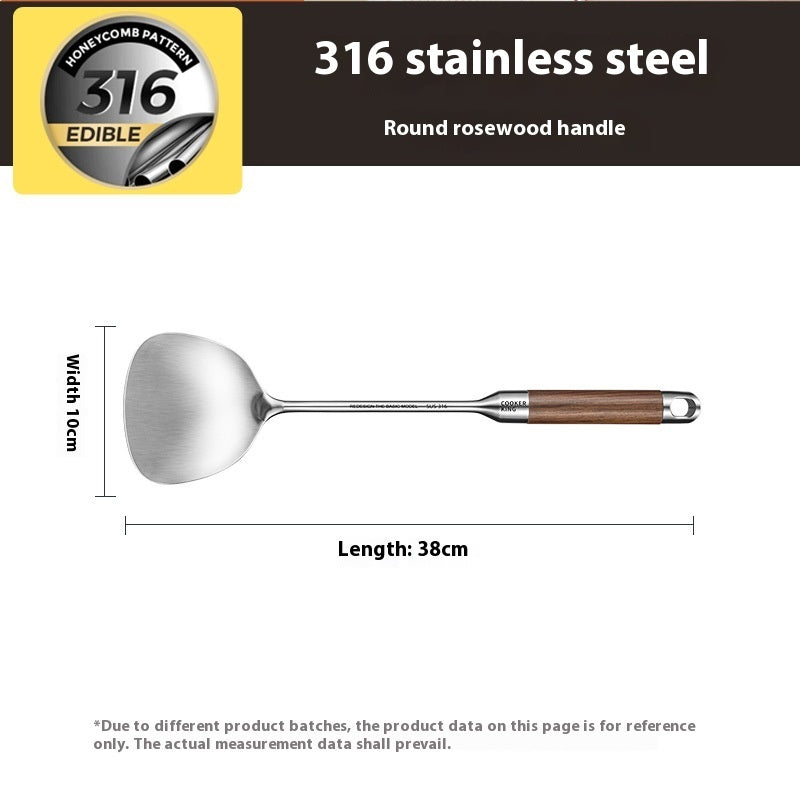 316 Stainless Steel Household Large Cooking Spoon Colander Rosewood Handle Set Rack