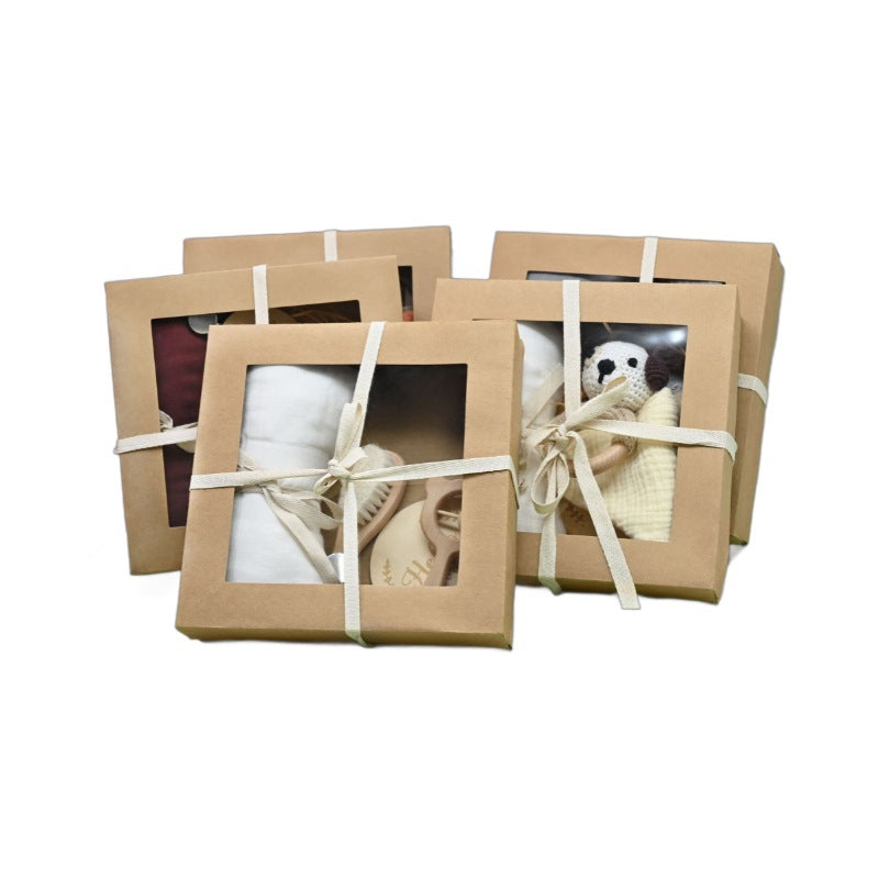 Baby Crochet Wooden Rattle Suit Birth Gift Box Fork Baby Newborn And One Month Old Gift