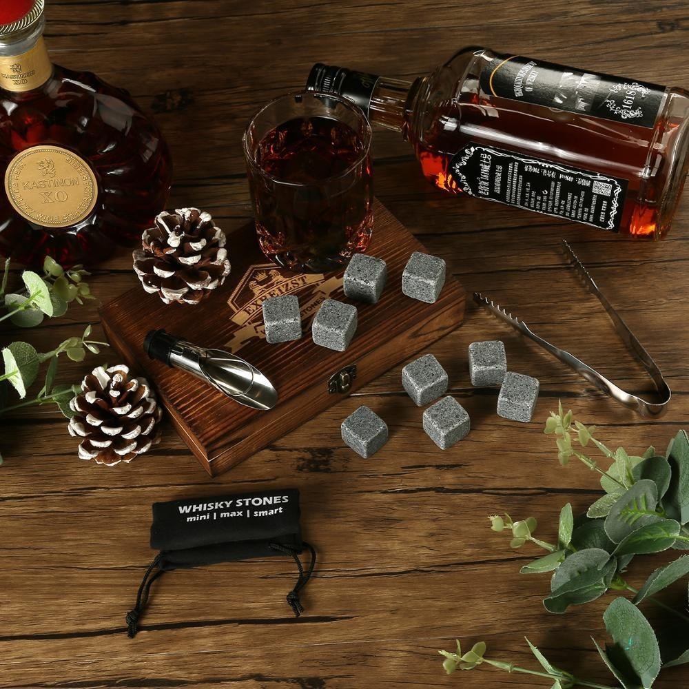 Whiskey Stones Gift Set 9 Granite Chilling