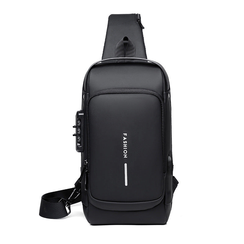 Sac de poitrine diagonal antivol rechargeable de grande capacité avec mot de passe