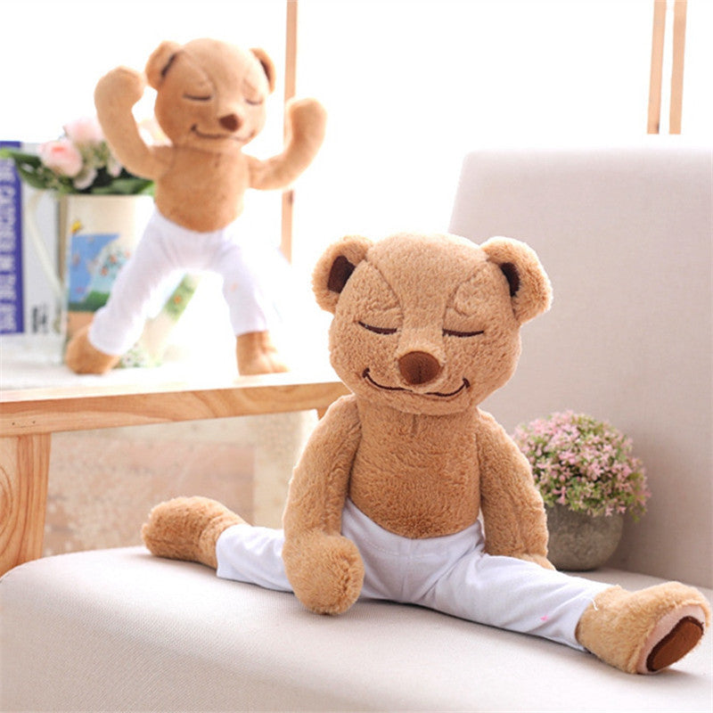 40cm Ours de Yoga Créatif Peluche Jouet en Peluche Mignon Ours de Yoga Poupée Douce Confort Bébé Jouets Cadeau de Noël pour Enfants Fille Amie