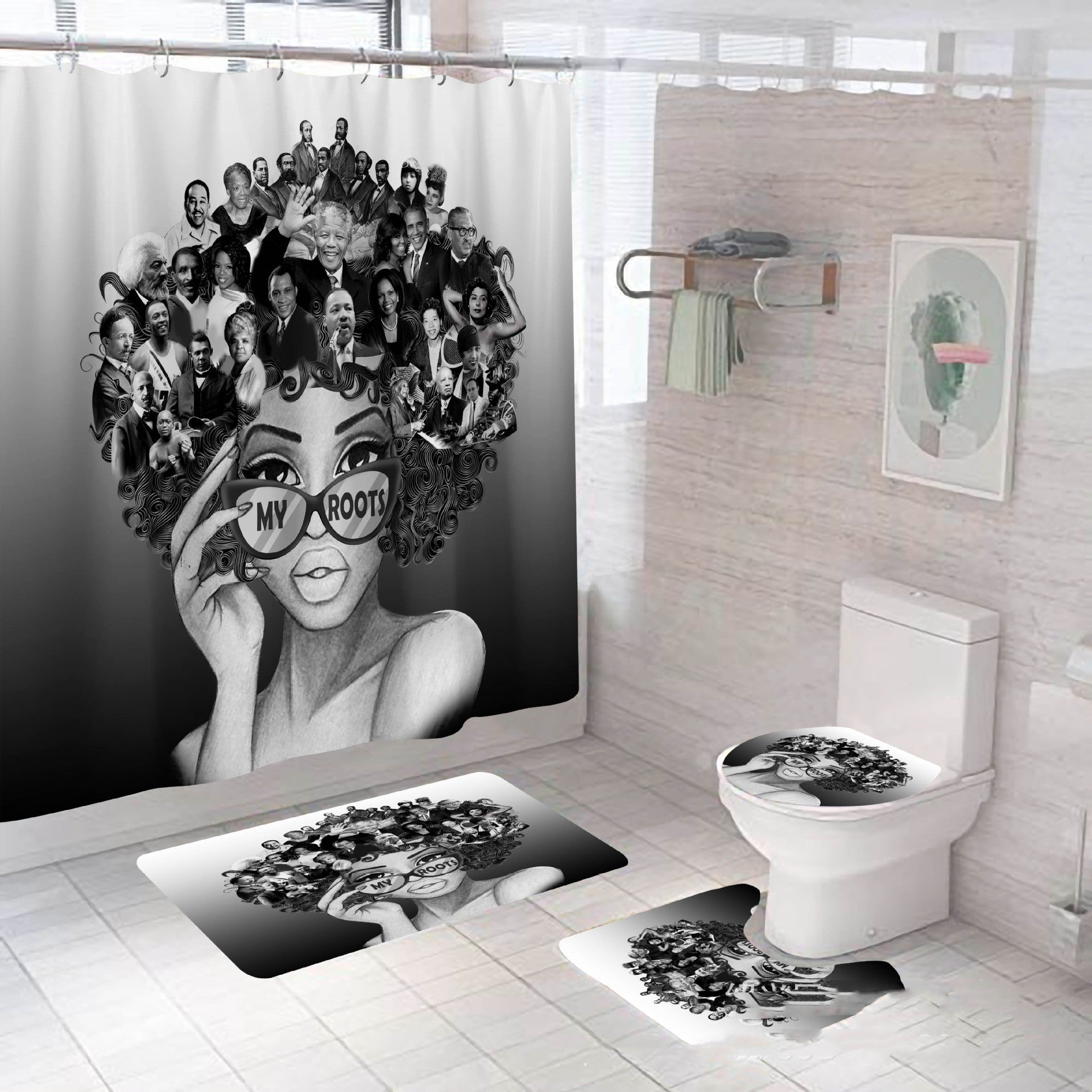 Digital Printing Shower Curtain Waterproof Household