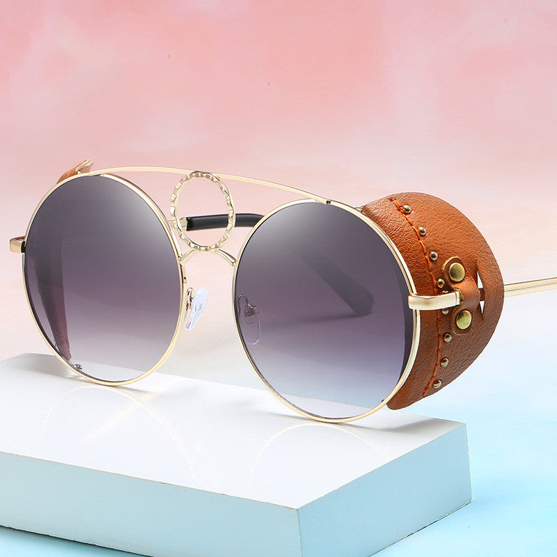 Ladies round frame sunglasses UV400 sunglasses