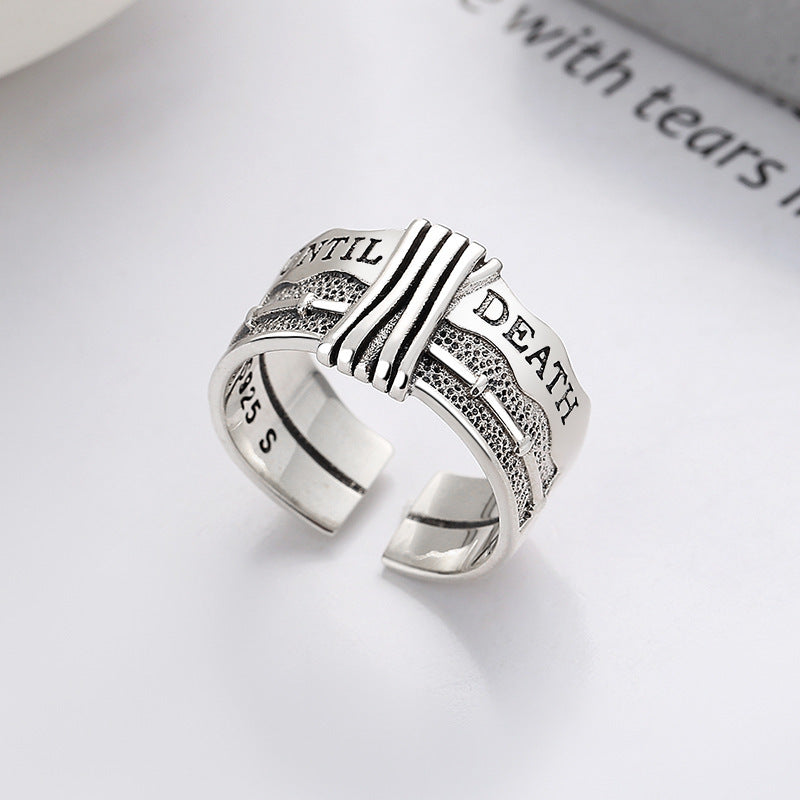 Bague Rétro Vieillie en Argent Sterling S925