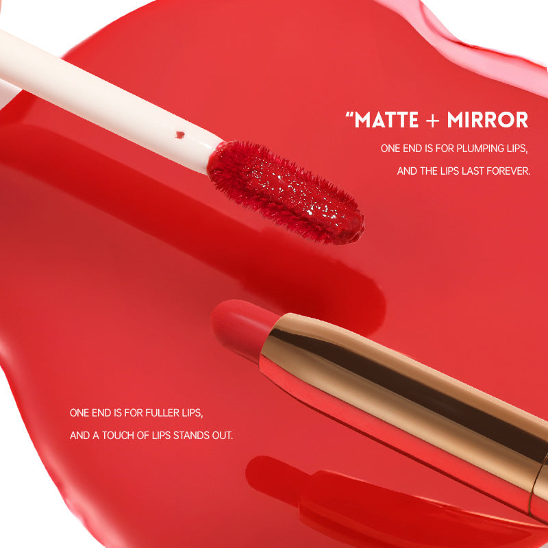 Brillant à lèvres mat 10 couleurs, double-tête, rouge bouche