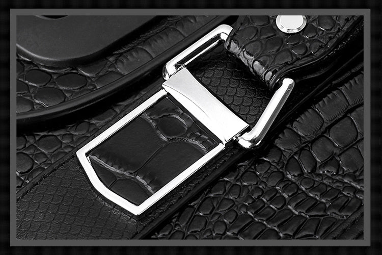 Valise Homme en Cuir Véritable Motif Crocodile, Cuir de Vachette Première Couche