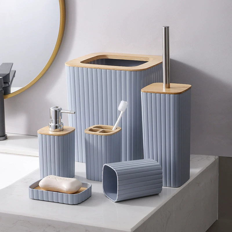 Bathroom Toiletries Six-piece Toilet Brush Toothbrush Cup Soap Box Suit