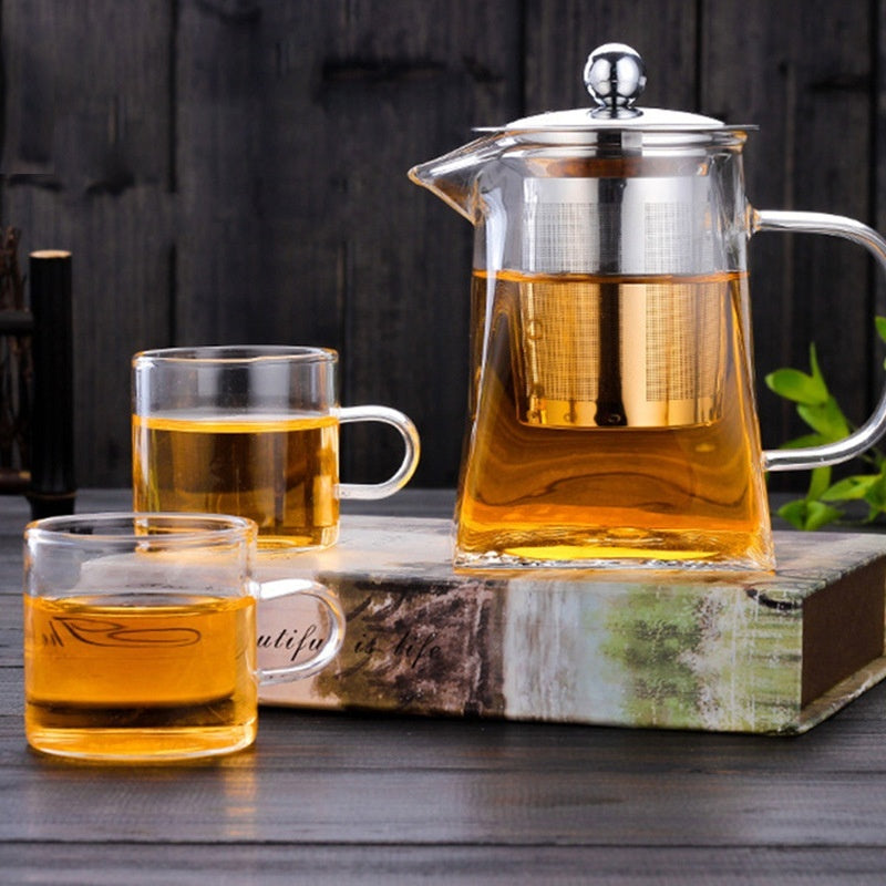Full Set Of Glass Teapot With Strainer High-temperature Glass Teapot