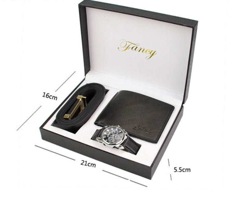 Ensemble montre, portefeuille et ceinture