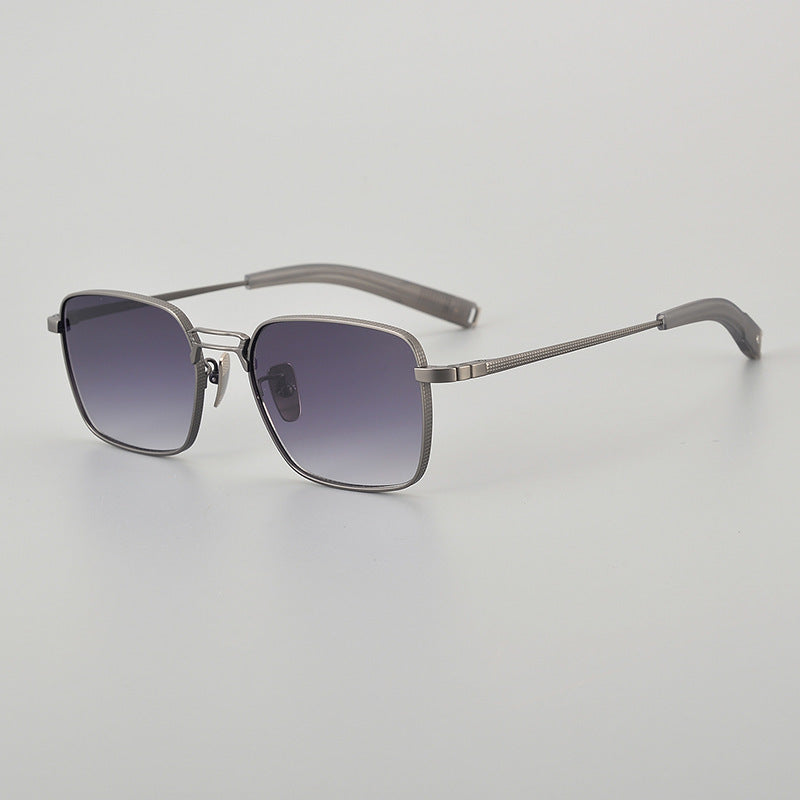 Lunettes de Myopie Homme à Monture Carrée en Titane Pur, Double Barre, Style Tendance