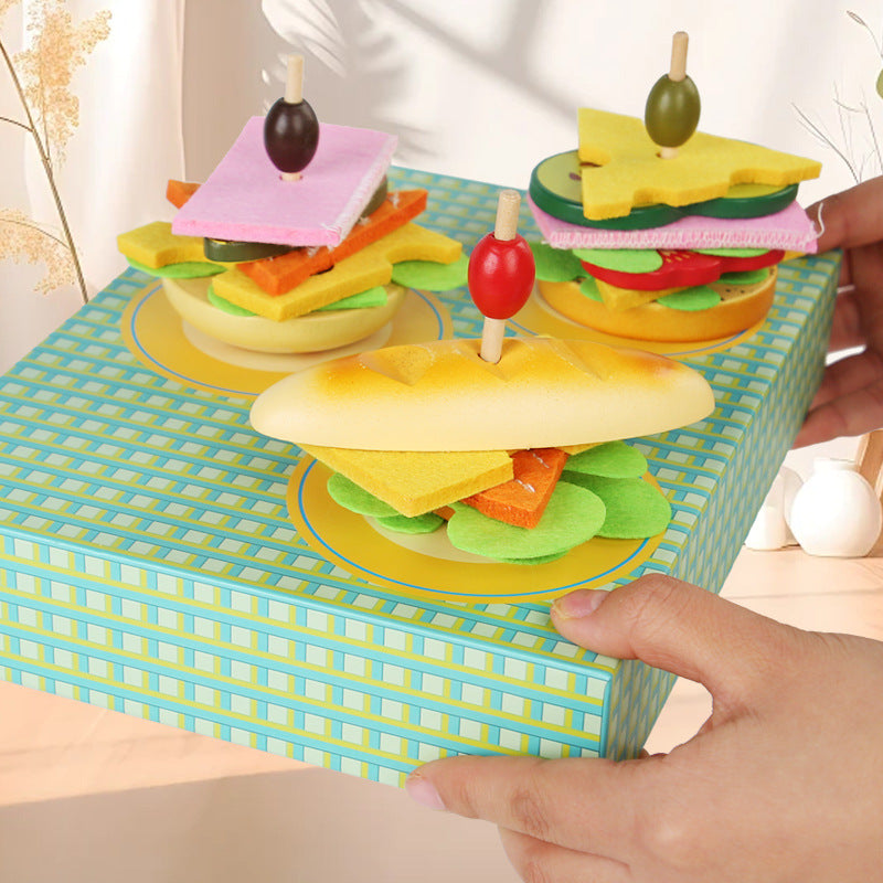 Ensemble de jeu de simulation de maison de sandwich en bois pour enfants