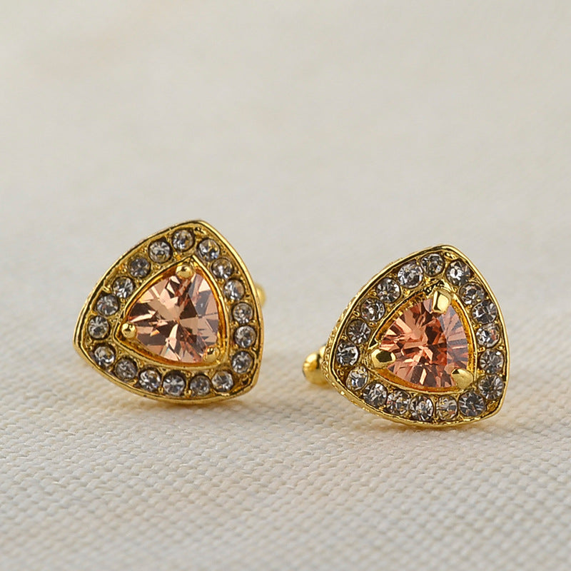 Boutons de manchette pour homme, triangle en cristal, diamant français