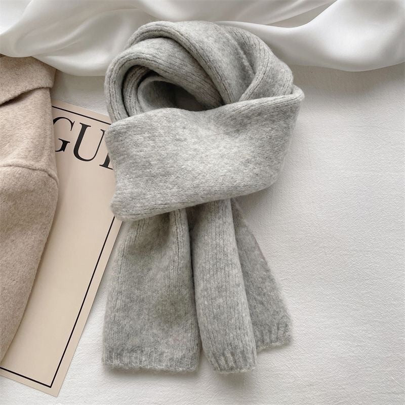 Écharpe Tricotée Polyvalente Pour Femmes, Couleur Pure, Garde-au-chaud, Petite Écharpe