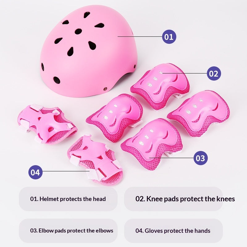 Roller Skating Protective Gear Riding Plum-blossom Helmet Set