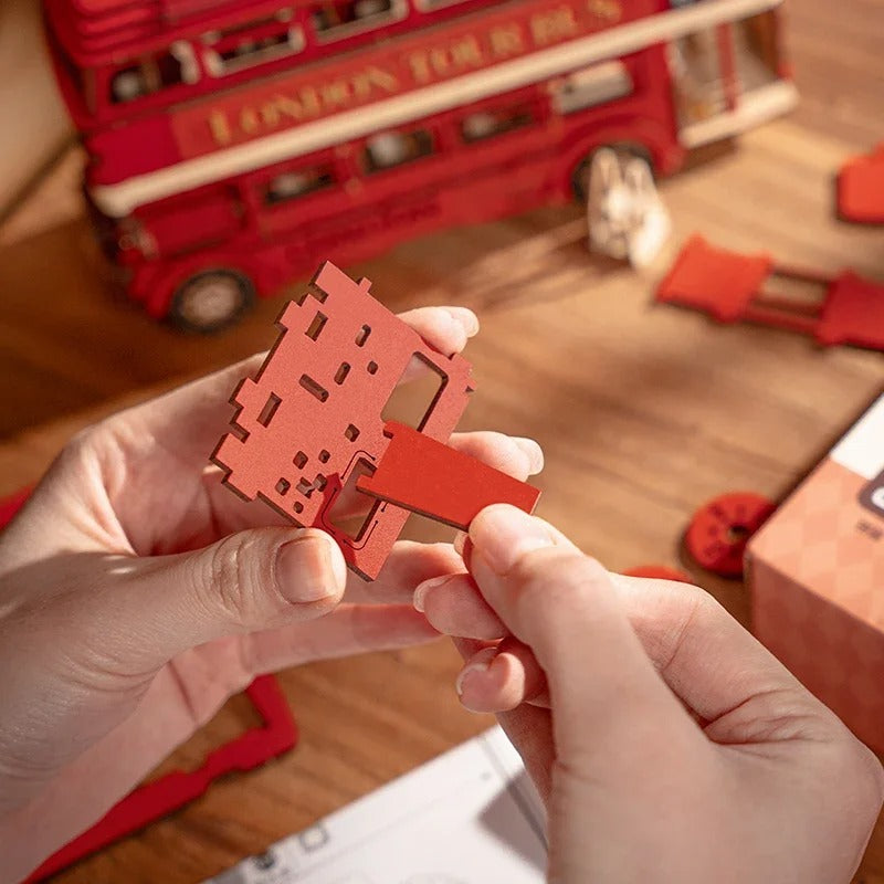 Creation Set London Bus Diy Cottage Jigsaw Model 3 Dstereo Hand-assembled Toys Gift