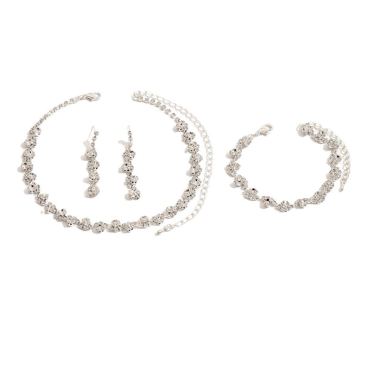 Ensemble de trois pièces boucles d'oreilles et bracelet pour femmes