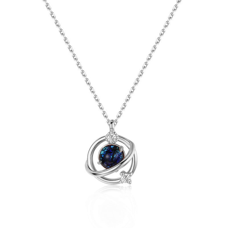 Silver-plated fantasy planet necklace