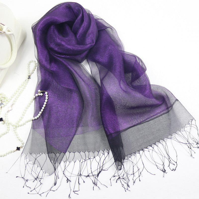 Foulard en Soie Élégant Double Couche de Soie pour Femme, Tendance et Haut de Gamme
