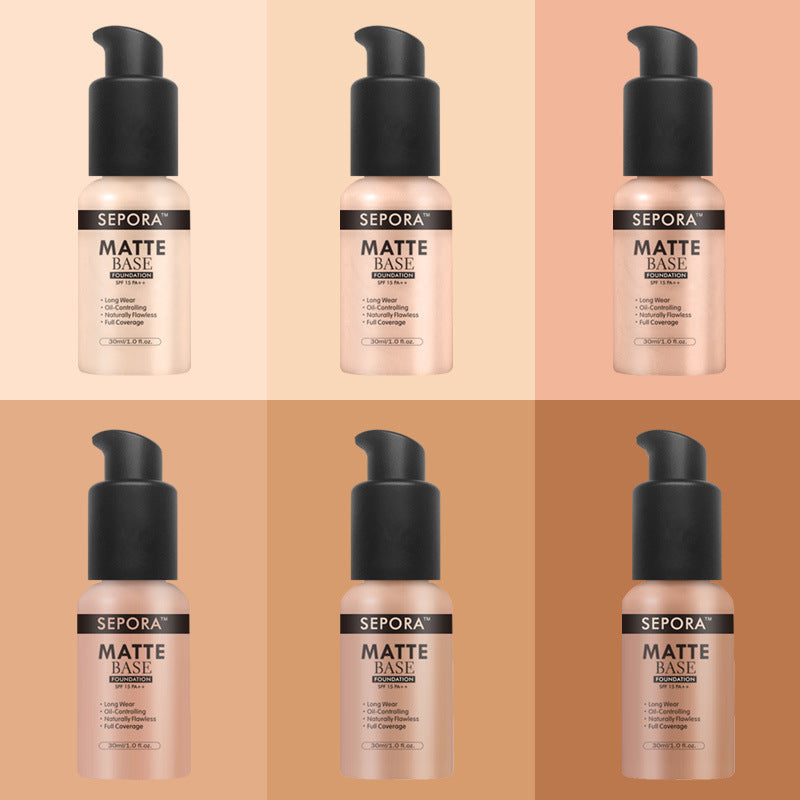 Base de maquillage liquide mat isolante, imperméable, naturelle, anti-cernes, contrôle du sébum
