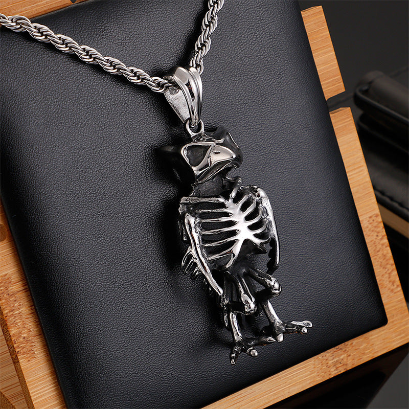 Stainless Steel Animal Necklace Eagle Head Skull Titanium Steel Pendant