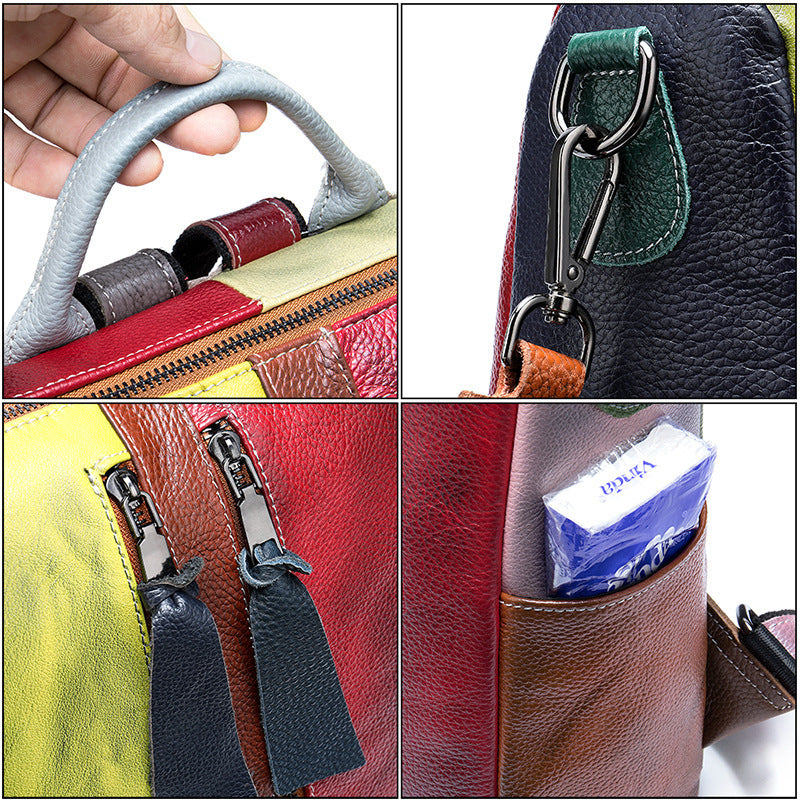 Street Cool Retro Color Rubbing Multifunctional Shoulder Bag