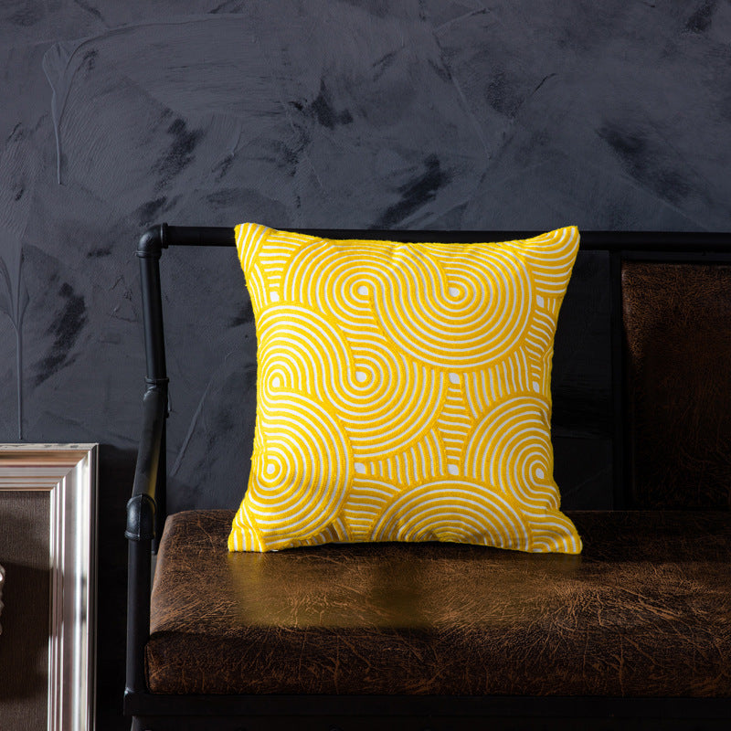 Cotton embroidered pillow with core sofa cushion chair backrest