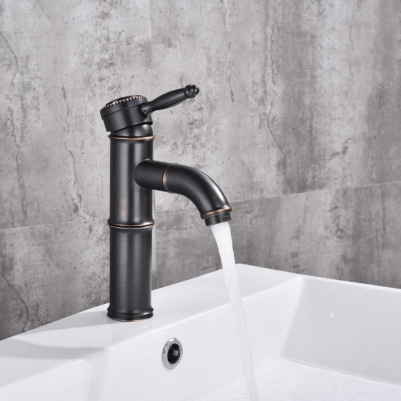All Copper Hot And Cold Antique Retro Black Antique Faucet Basin