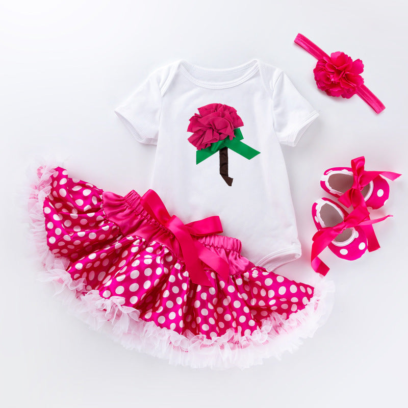 Children's tutu skirt suit high quality cotton short sleeves