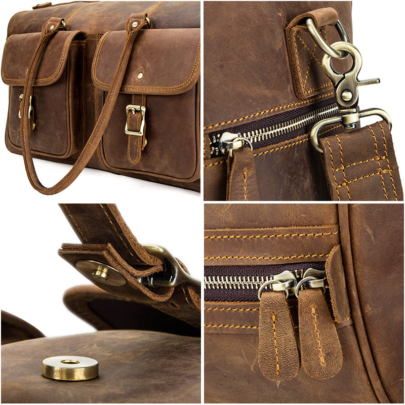 Sac de voyage en cuir rétro "Crazy Horse" grande capacité