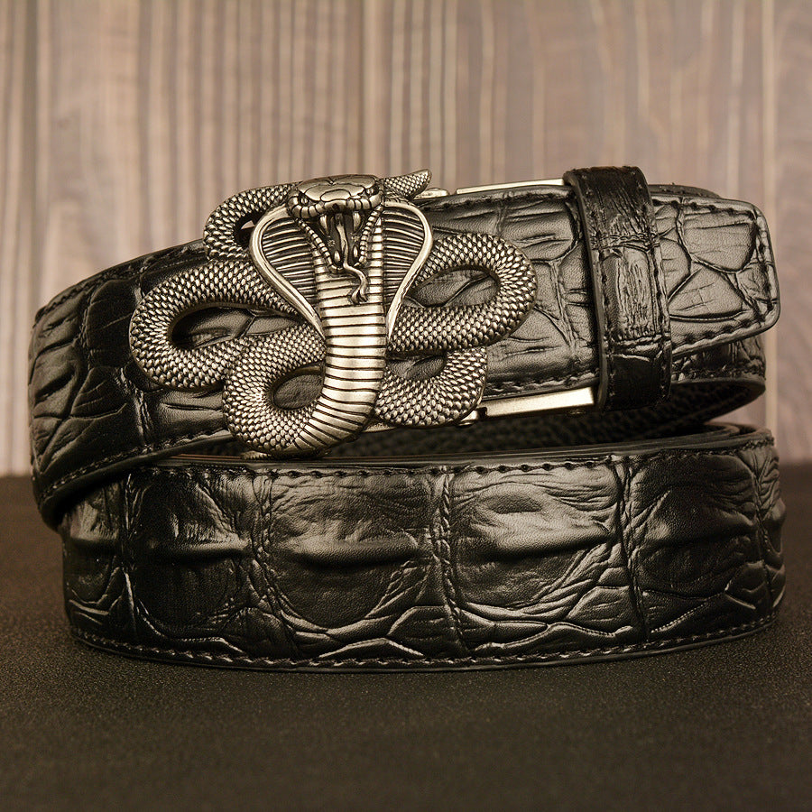 Ceinture en cuir double pour homme avec boucle automatique