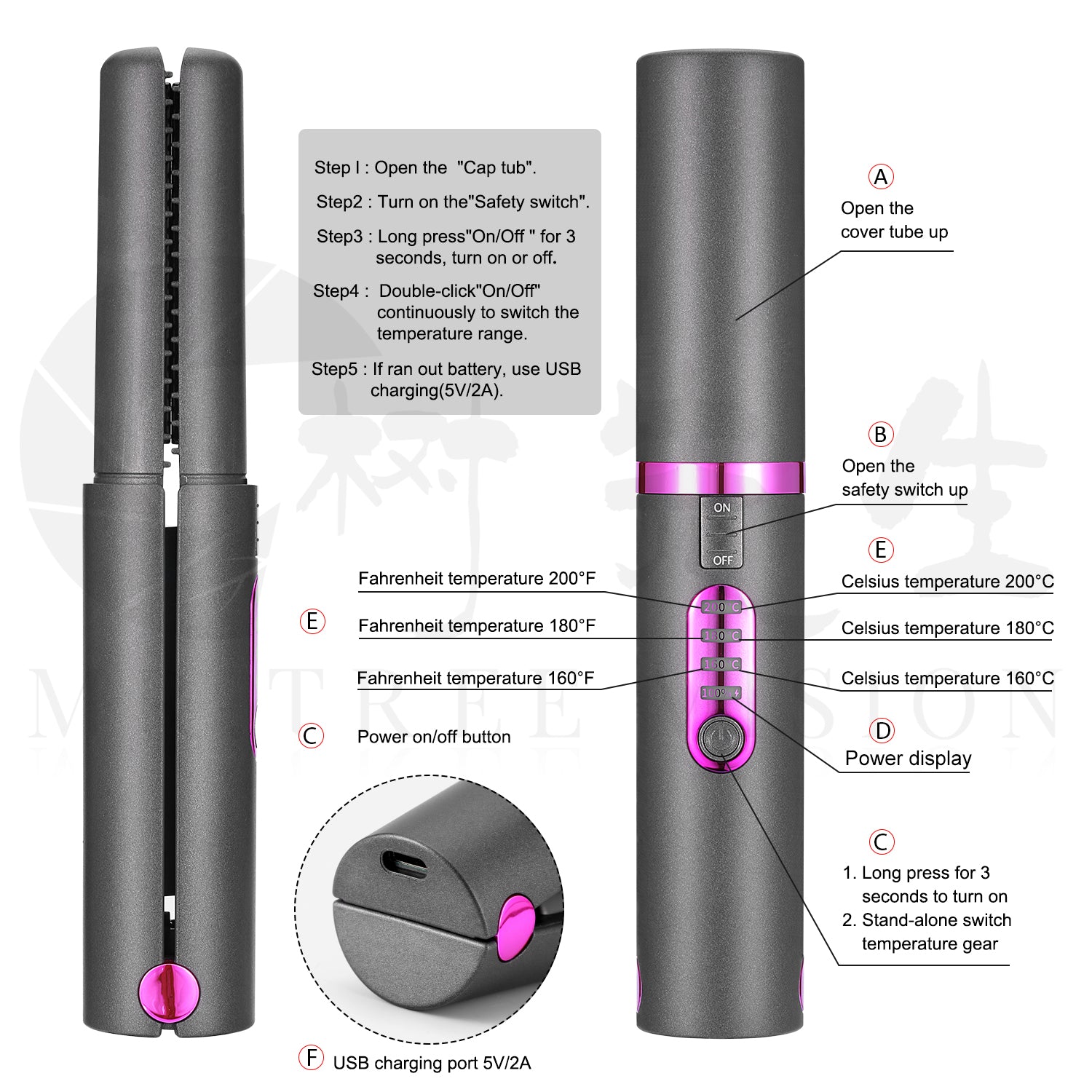 Nouvelles Arrivées Mini Fer à Lisser de Voyage sans Fil Rechargeable USB en Céramique pour Cheveux à Domicile