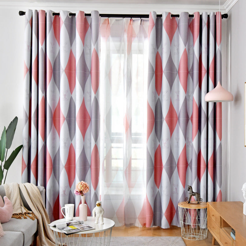 Ins Nordic Style Diamond Space-time Curtain Fabric Shade Be