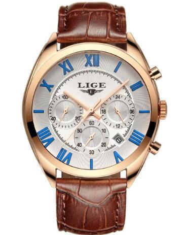 Montre Homme Grande Marque Luxe Étanche Date Quartz Cuir Sport Chronographe
