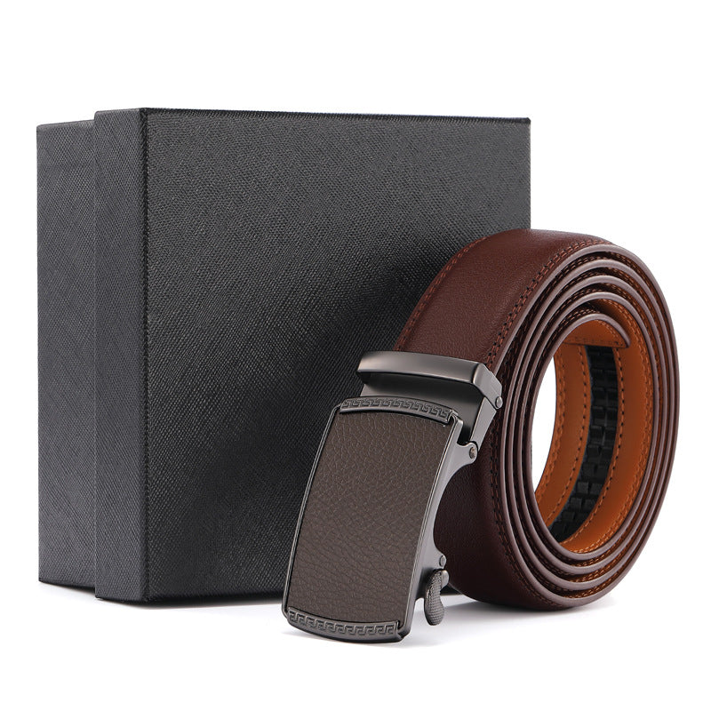 Ceinture en cuir à boucle automatique pour homme, style mode