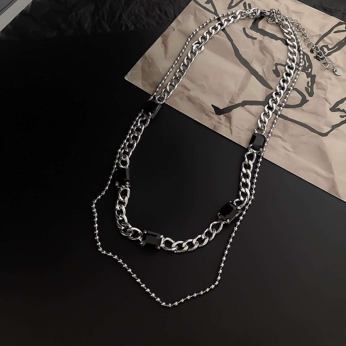 Gemstone Double-layered Temperament Clavicle Chain