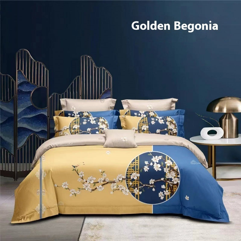 Flower Brushed Thickened Quilt Cover 4-piece Kit